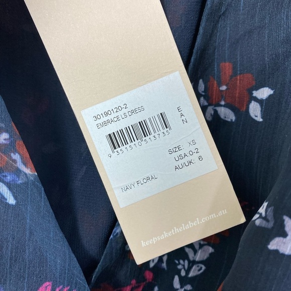 Keepsake The Label Embrace Floral Boho Smocked Long Sleeve Ruffle Dress XS NWT - Picture 6 of 15